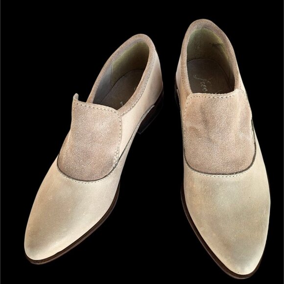 Free People Beige Leather Suede Loafers Women’s 38 Made in India - Picture 1 of 12